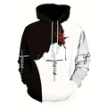 Detail of plus size men's hoodie featuring black and white split color block with Jesus print - S / Jesus Religion Theme Black & White Style (HD-WY220)
