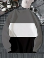 Detail eines Color-Block Langarm-Sweatshirts mit grauen weißen und schwarzen Panels - XS / Dunkelgrau Colorblock