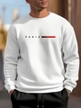 Detail eines weißen Langarm-Sweatshirts mit Paris-Logo und gestreiftem Brustdesign - XS / Weiß (PARIS)