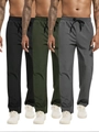 Dettaglio dei pantaloni sportivi da uomo in nero verde militare e grigio con coulisse - S / Nero Verde e Grigio Scuro
