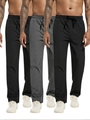 Dettaglio della vita elastica con coulisse sui pantaloni sportivi casual da uomo dritti - S / Nero Grigio Scuro e Nero