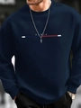 Détail d'un sweat bleu marine avec lettrage Paris et motif à rayures tricolores - XS / Bleu Marine Patchwork