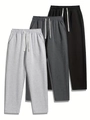 Three-pack men's drawstring sweatpants in black, dark grey, and light grey cotton fabric - S / Black Dark Gray and Light Gray