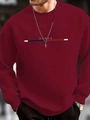 Détail d'un sweat-shirt bordeaux avec imprimé PARIS rayé sur la poitrine et col rond - XS / Rouge (PARIS)