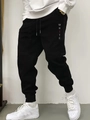 Détails du jogging noir pour hommes avec imprimé blanc et taille à cordon coulissant - S / Impression WHITE-Noir