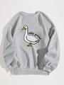 Détail du sweat gris Silly Goose avec poignets côtelés et coutures d'épaules tombantes - XS / Gris Clair (Goose)