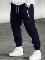 Detail of navy jogger pants with NAUTICAL letter print and drawstring waist - S / NAUTICAL Print-Navy Blue