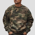 Herren Camouflage Langarm-Sweatshirt mit Rundhalsausschnitt und Rippstrick in Waldmuster - XS / Camouflage
