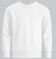 Nahaufnahme des gerippten Rundhalsausschnitts und der Textur des weißen Baumwoll-Sweatshirts - XL / Weiß