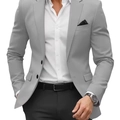Chaqueta de traje gris claro entallada para hombre con dos botones y solapa de muesca - S / Gris