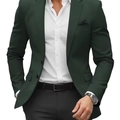Americana entallada verde oscuro para hombre con botonadura sencilla de dos botones y solapa - S / verde oscuro