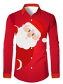Dettaglio della camicia rossa a revers con stampa 3D dettagliata di Babbo Natale da uomo - S / Top (Stampa Babbo Natale cartone animato rosso (SDCS04))