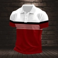 Polo da uomo slim fit con design patchwork tricolore in bianco, nero e rosso acceso - S / Stile Revers a Tre Colori / Rosso (HD-PL85)