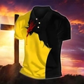 Men's slim fit color block Polo shirt with religious crown print in yellow and black - S / Tops / Yellow (HD-PL86)