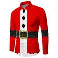 Dettaglio della stampa digitale 3D di Babbo Natale su una camicia rossa a maniche lunghe - S / Tops / Stile Stampa Cintura Babbo Natale Rosso (SDCS16)