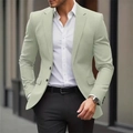 Detail view of sage green slim fit blazer with notched lapels and two buttons - 3XL / Single Breasted Two Buttons Fashion / Grey Green