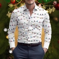 Dettaglio di camicia slim fit con stampa festiva di luci di Natale 3D e colletto a revers - S / Tops / Bianco (SDCS19)