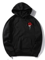 Détail d'un sweat à capuche noir avec imprimé rose rouge et texte Lover sur le devant - 6XL / Noir (Imprimé Rose Lover)