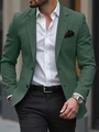 Detail of slim fit casual men's blazer in vintage dark green with two buttons and pocket square - S / Dark Green