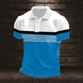 Men's slim fit Polo shirt in blue and white color block with striped chest detail - S / Tops / Sky Blue (HD-PL85)