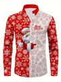 Dettaglio della stampa di Babbo Natale e scritta Merry Christmas su camicia slim - S / Top - Stile Babbo Natale diviso verticalmente rosso e bianco (SDCS26)