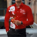 Dettaglio camicia natalizia rossa con motivi di pupazzo di neve, renna e stampa festiva - S / Tops / Stampa Babbo Natale e Pupazzo di Neve Rossa (SDCS31)