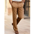 Detailed shot of khaki brown plaid formal trousers featuring sharp creases and straight cut - S / Brown (XFK11)