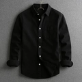 Chemise décontractée noire à manches longues pour hommes en coton de haute qualité - S / Noir