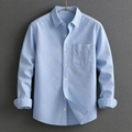 Chemise business classique bleu clair à manches longues avec poche poitrine et col boutonné - S / Bleu Clair