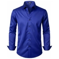 Chemise business classique bleu roi pour homme à manches longues et aspect lisse - S / Bleu Royal