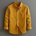 Chemise décontractée homme à manches longues jaune moutarde avec poche poitrine et boutons - S / Jaune Moutarde