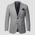 Slim fit light gray casual blazer for men with two buttons and floral pocket square - S / Single Breasted Two Buttons With Pocket Square / Light Gray Style (XF017)