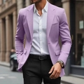 Slim fit men's single-button blazer in light purple with fine texture for casual formal wear - 3XL / Single Breasted One Button Fashion / Purple