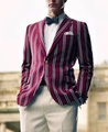 Detail of preppy style striped blazer in burgundy and navy blue with white buttons - 3XL / Tops / Preppy Red and Blue Striped Style (XF24)