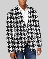 Detail of single-breasted houndstooth blazer with notched lapels and white buttons - 3XL / Tops / Black and White Houndstooth (XF30)