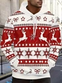 Détail d'un sweat à capuche de Noël pour homme avec motifs cerfs et poche kangourou - M / Élan Rouge Blanc (SDWY08)