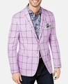 Detail of lavender windowpane check blazer with texture fabric and patterned pocket square - 3XL / Tops / Lavender Purple Check (XF40)