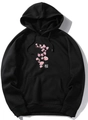 Men's black relaxed-fit hoodie featuring a pink cherry blossom print and Japanese text - 6XL / Black (Sakura Print)