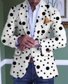 Detail of slim fit men's striped blazer with polka dot pattern and yellow pocket square - 3XL / Tops / White with Black Polka Dots Style (XF43)