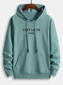 Men's loose teal hoodie with C'EST LA VIE PARIS print and kangaroo pocket detail - 6XL / Lake Blue (C'EST LA VIE Print)