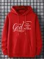 Red oversized hoodie for men with white inspirational quote print and drawstring hood - S / Top (HD-WY204) / Red