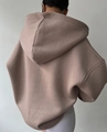 Detail view of the back of a dusty rose oversized hoodie with thick fleece fabric texture - S / Khaki