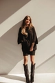Women's black oversized T-shirt and biker shorts set with embroidered cowboy boots - S / Black