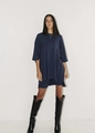 Deep blue oversized short sleeve T-shirt and shorts set in premium cotton jersey - S / Navy Blue