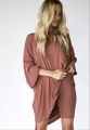 Women's two-piece casual set with oversized T-shirt and bike shorts in brick red - S / Rouge Red