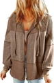 Detailed shot of brown zip-up hoodie featuring waffle knit texture and drawstring hood - S / Brown