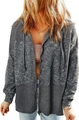 Detail of grey zip-up hoodie showing waffle knit texture and contrast patchwork design - S / Gray