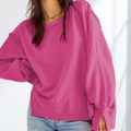 Oversized φούτερ σε έντονο ροζ με πεσμένους ώμους και πλέξη rib στις μανσέτες - S / Τριανταφυλλί