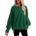 Oversized donkergroene sweatshirt met zijsplitjes en zichtbare naaddetails - Donkergroen