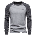 Men's raglan long sleeve T-shirt with light grey body and dark grey sleeves - S / Tops / Light Gray